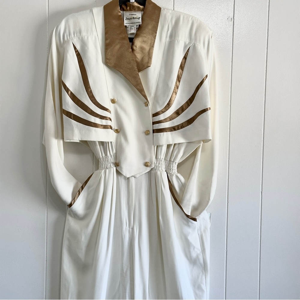 Vintage Joseph Ribcoff Jumpsuit 8 Ivory Gold